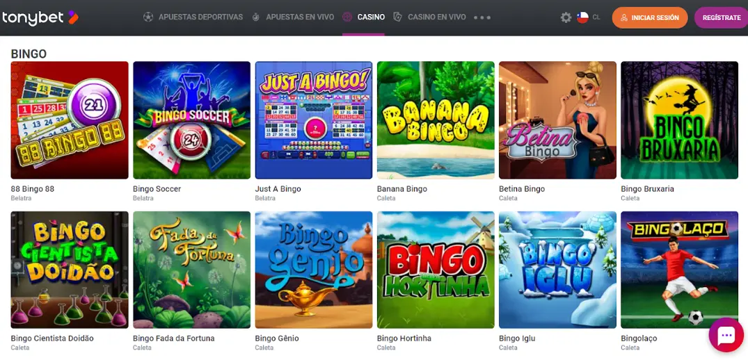 Bingo casinos online tonybet