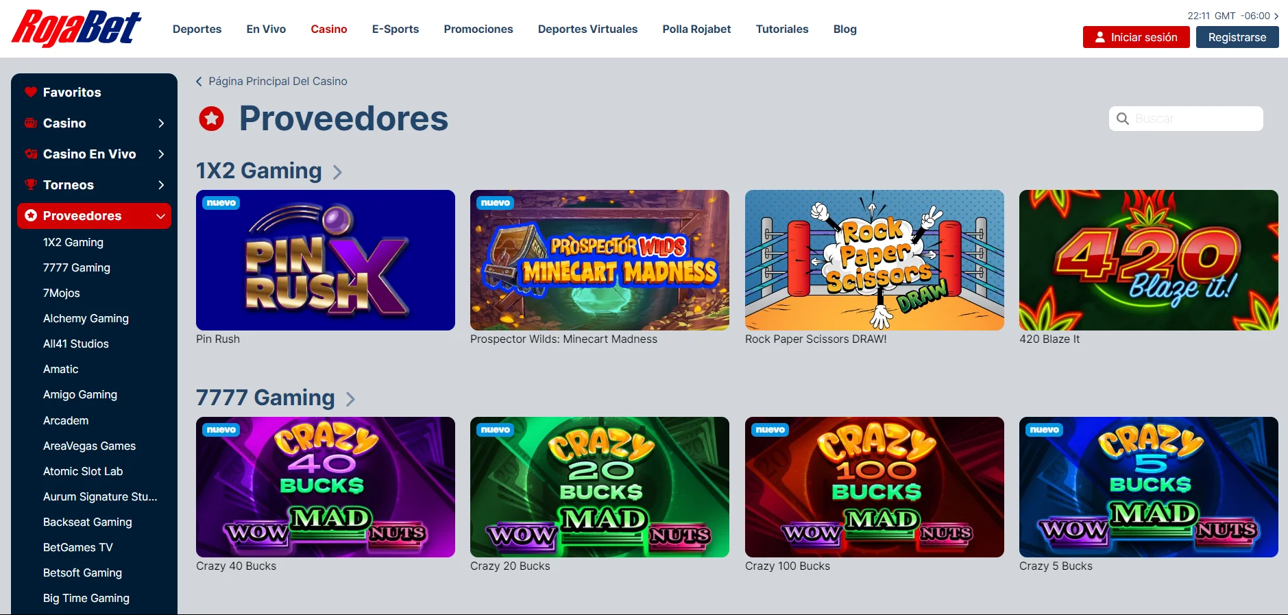 proveedores casinos Chile rojabet